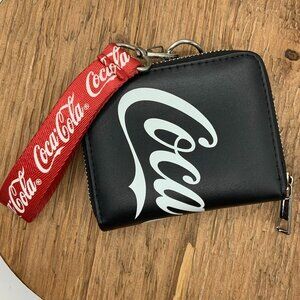 Coca-Cola Bifold Black Red Zipper Strap Wallet